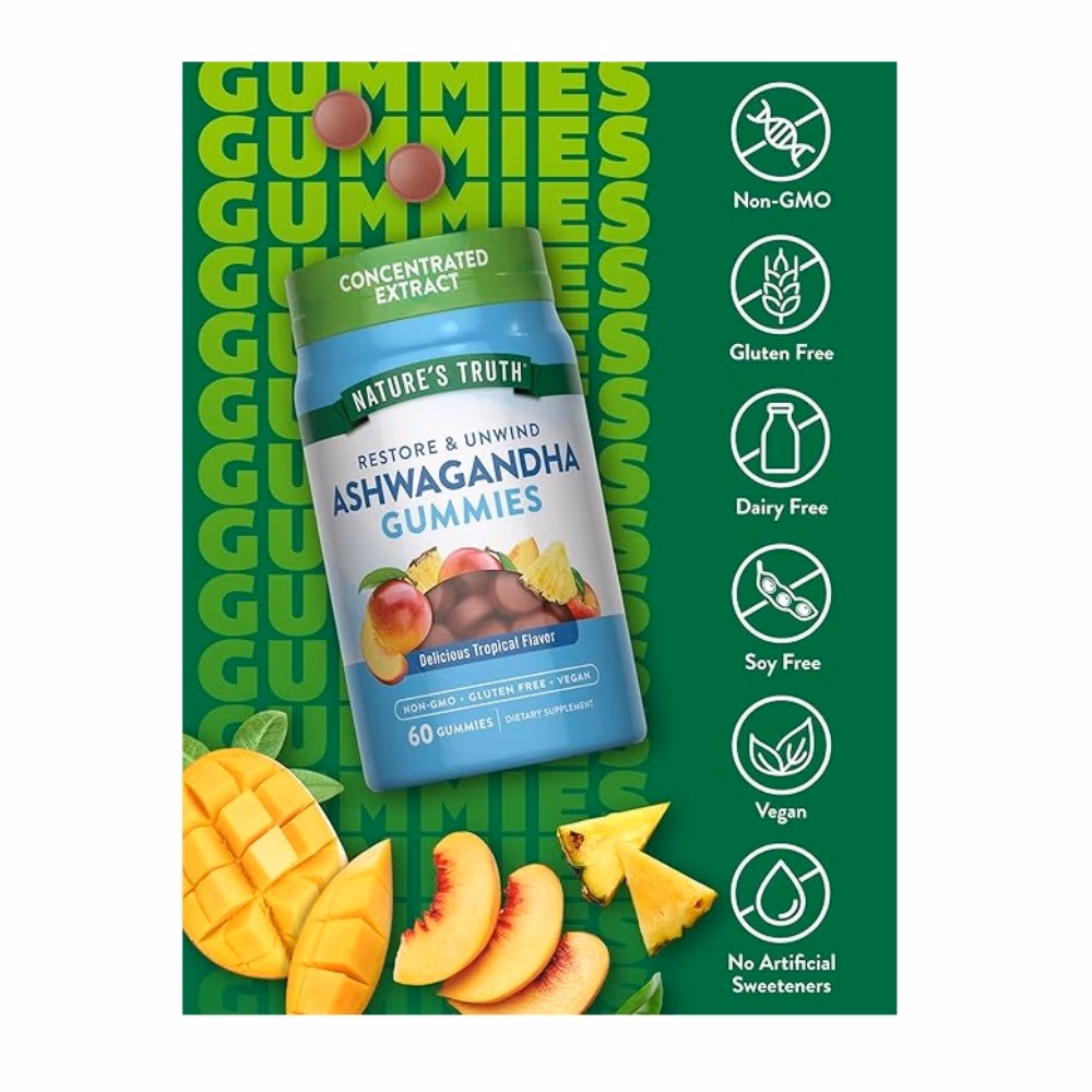 Nature's Truth Ashwagandha 60 Tropical Gummies  3