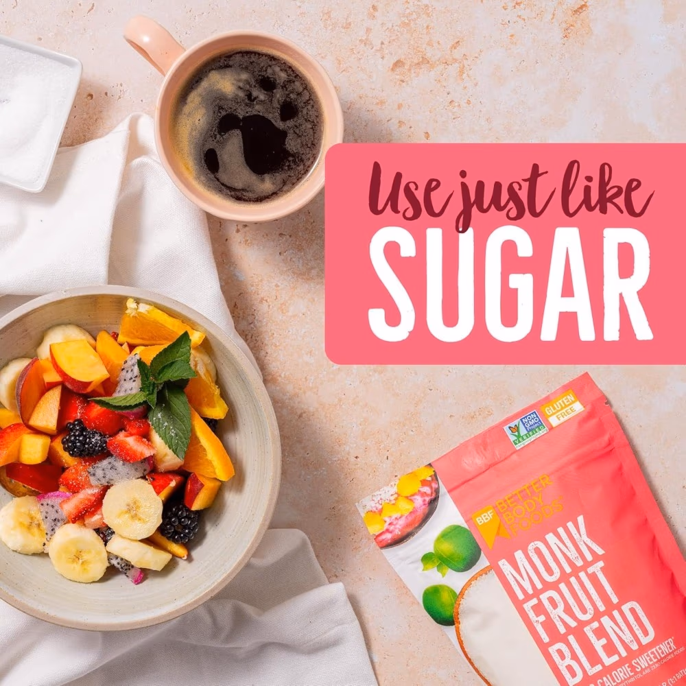 BetterBody Foods Monk Fruit Blend 1lb – Zero-Calorie Natural Sugar Substitute 2