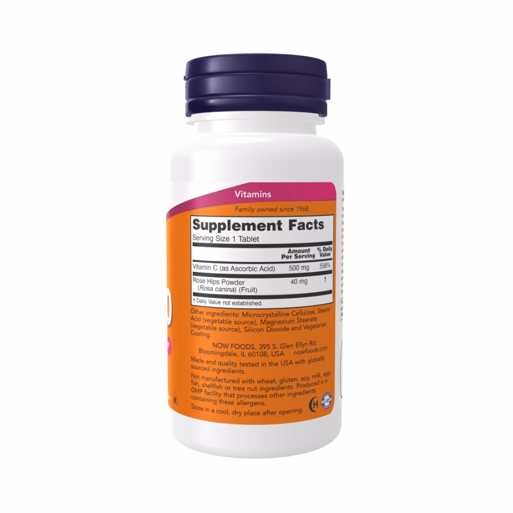 NOW Vitamin C-500 with Rose Hips – 100 Tablets 3