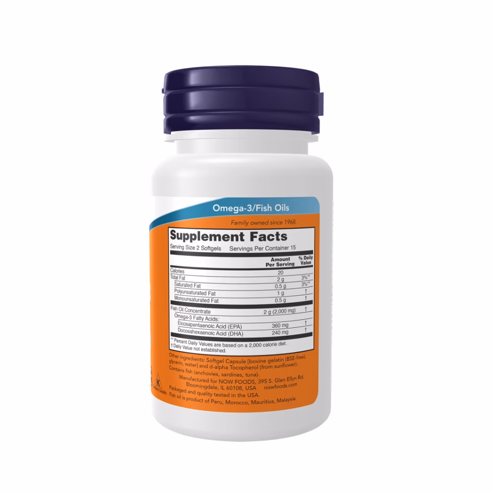 NOW Omega-3 Fish Oil 1000mg 100 Softgels 2