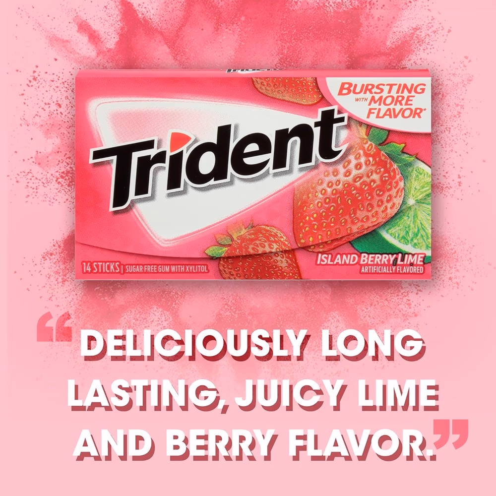 Trident Chewing Gum Island Berry Lime 14s  2
